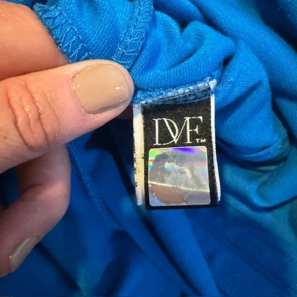 Diane von Furstenberg DVF Blue Zip Dress Size 6 Convertible Front Zip Minimilist